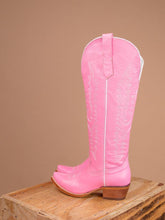Pink Embroidered Snip Zipper Mid Calf Cowgirl Boots